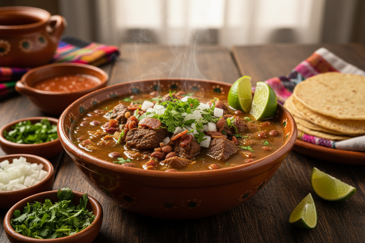 Comida mexicana carne en su jugo